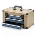 Caisse à outils 50 cm en acier beige et bleu à 3 tiroirs portable