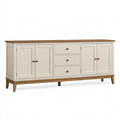 Buffet 180 cm crème et marron en bois avec 4 portes et 3 tiroirs style campagne