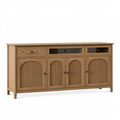 Buffet 180 x 45 x 90 cm en bois chêne naturel avec 3 tiroirs et 4 portes style contemporain