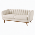 Canapé 2 places 180 cm en tissu écru avec pieds en bois style moderne