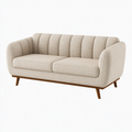 Canapé 2 places 180 x 85 x 82 cm en tissu beige avec pieds en bois - style rétro