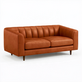 Canapé 2 places 180 cm en similicuir cognac style moderne