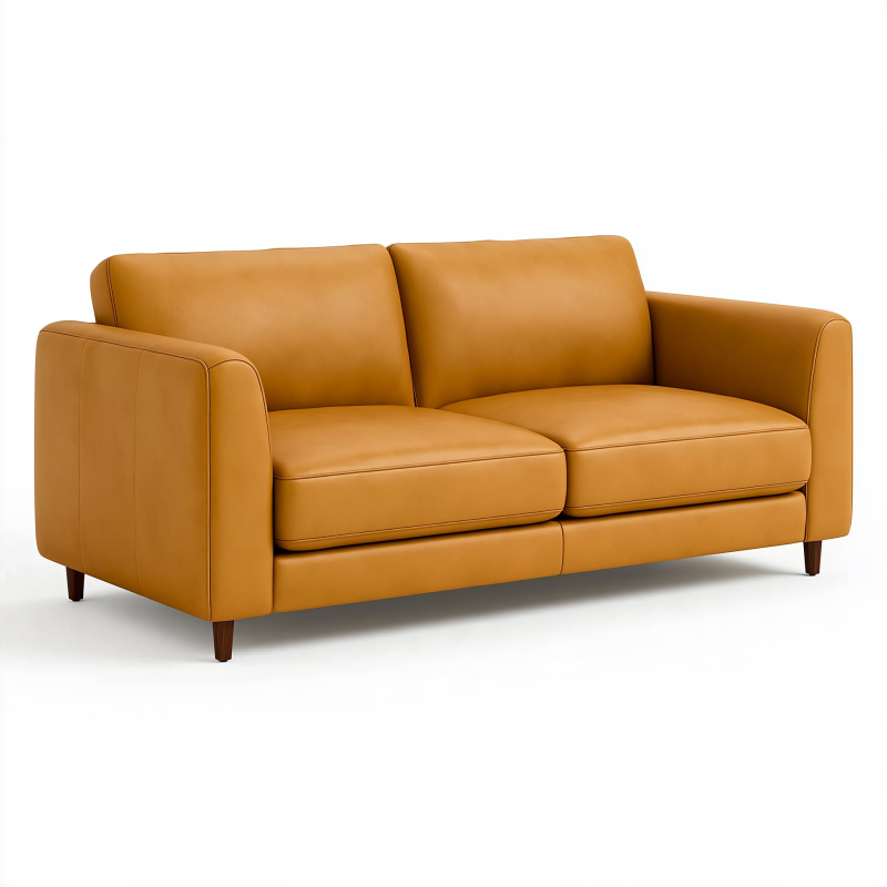 Canapé 2 places 170 x 90 x 85 cm aspect cuir camel style contemporain