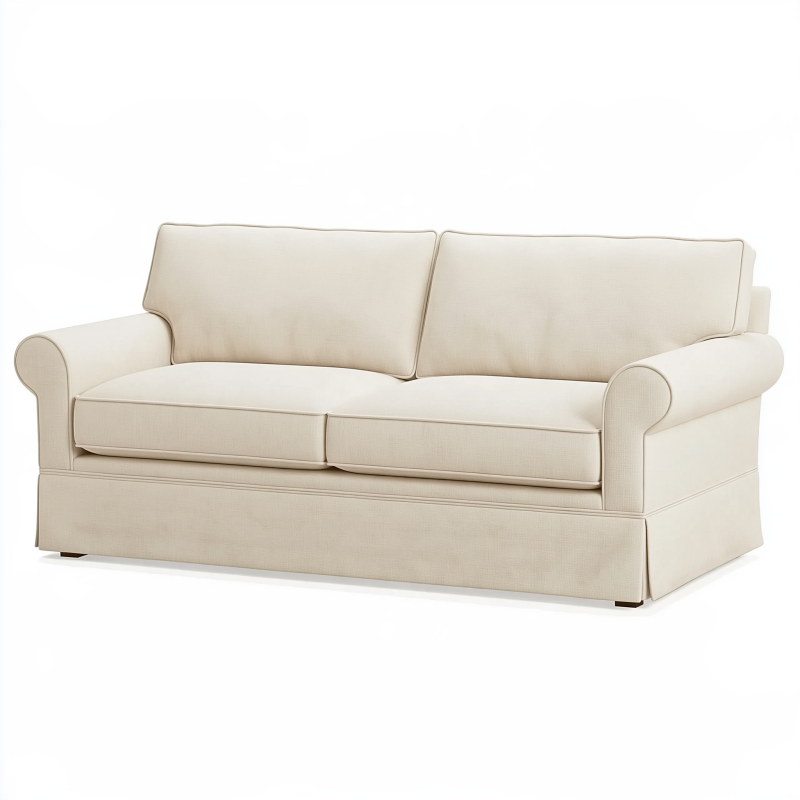 Canapé 2 places 170 x 90 x 88 cm en tissu beige - style classique