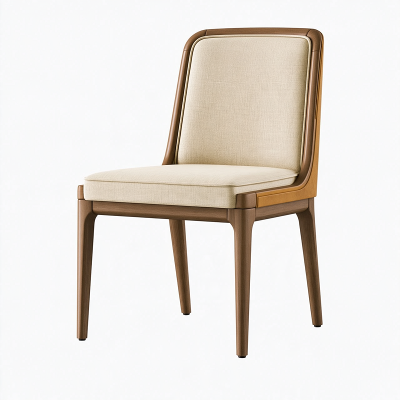 Chaise de salle à manger 55 x 60 x 87 cm bois marron tissu beige dossier rembourré