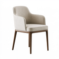 Fauteuil 60 x 62 x 82 cm en tissu beige pieds en bois style contemporain pour salle à manger