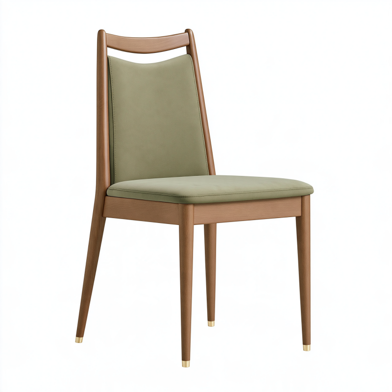 Chaise de salle à manger 47 x 55 x 95 cm en bois brun et revêtement vert style contemporain