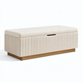 Banc coffre 120 x 45 x 45 cm en tissu crème rangement contemporain